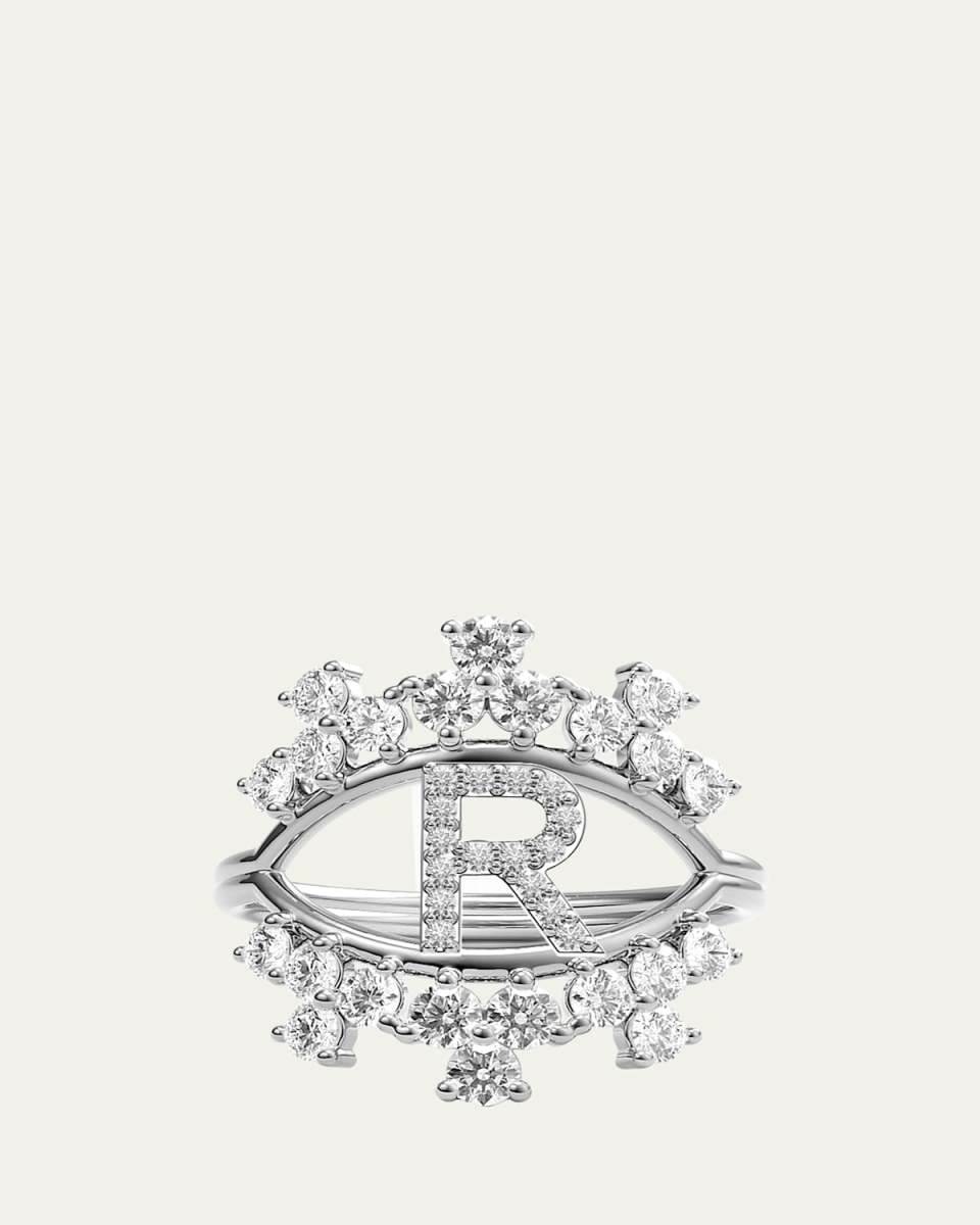 Sara 18K White Gold Diamond Ring, Letter